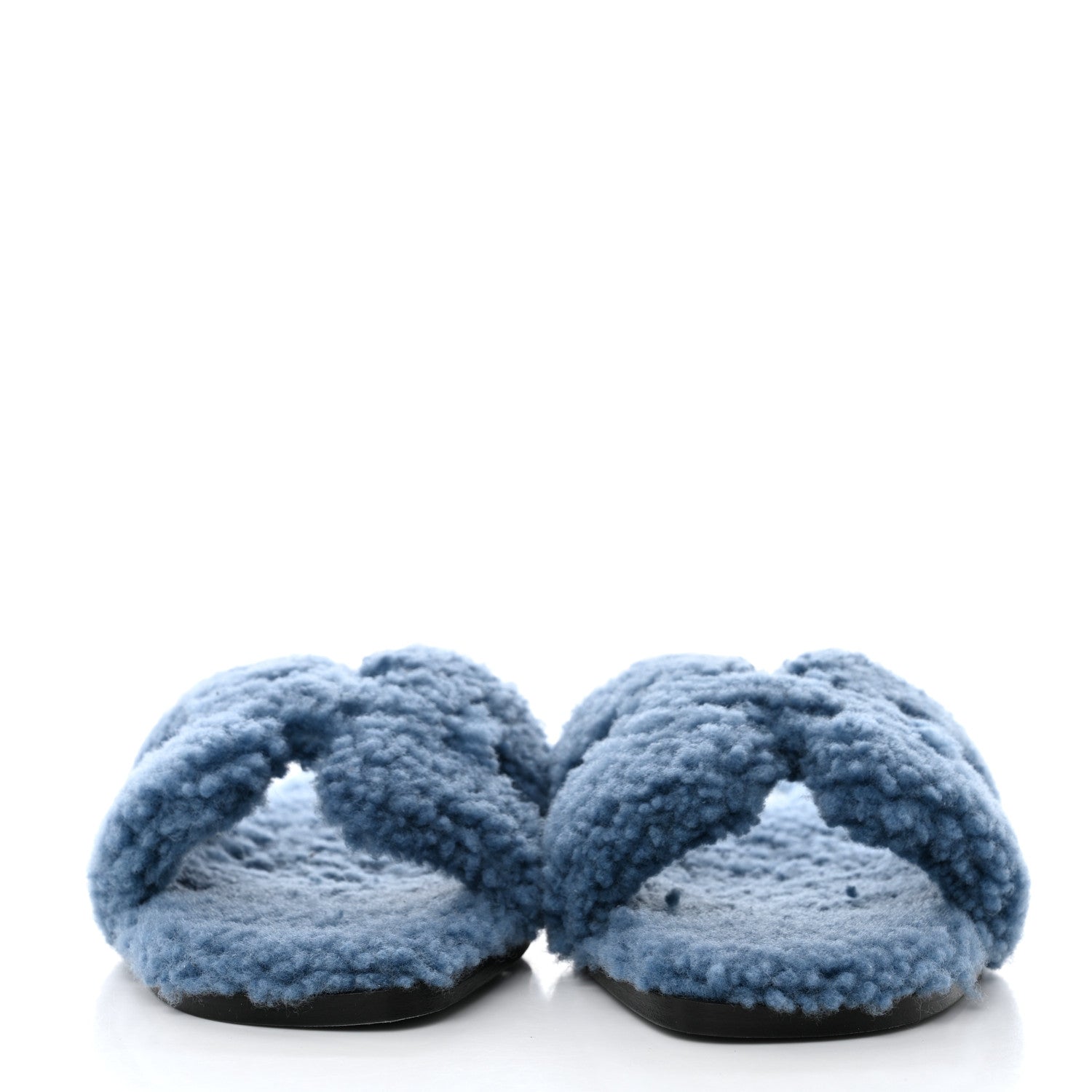 Hermes Woolskin Oran Sandals 38.5 Bleu 2 of 8