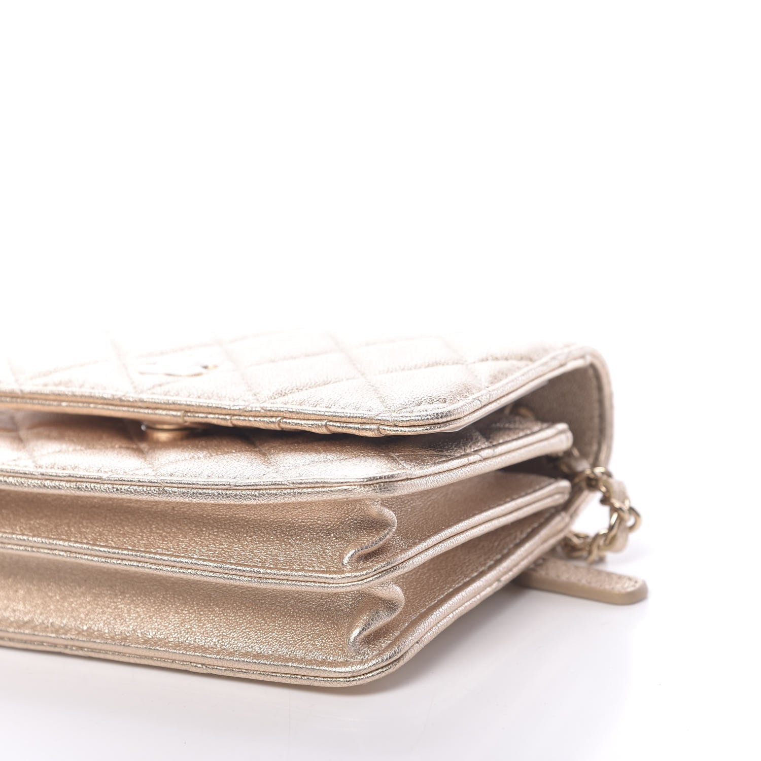 Chanel Metallic Lambskin Quilted Mini Wallet On Chain WOC Gold 10 of 12