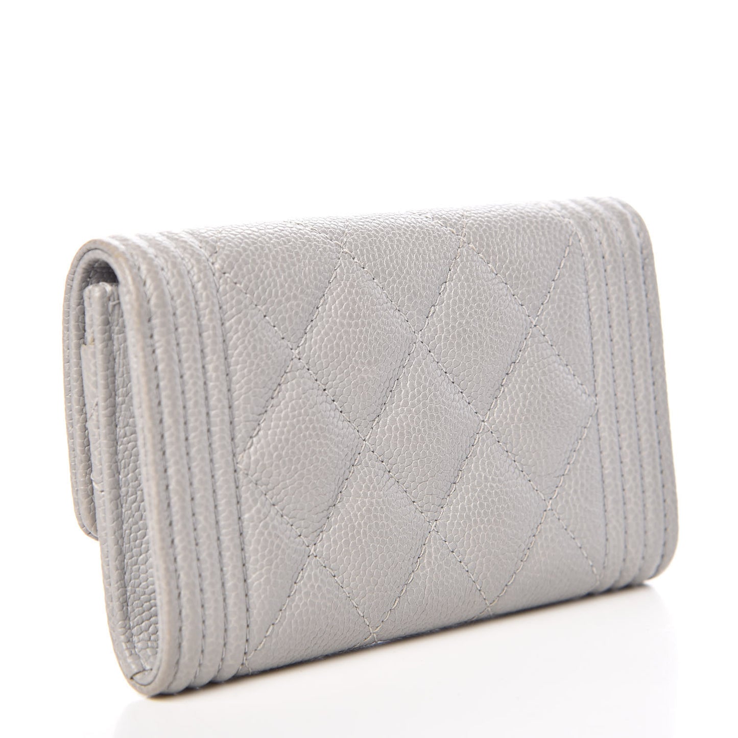 Caviar Quilted Boy Card Holder Wallet Grey