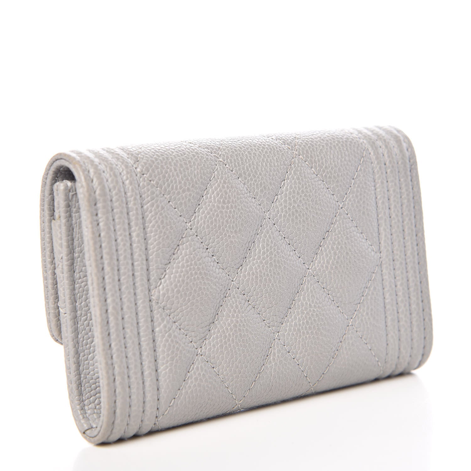 Chanel Caviar Quilted Boy Card Holder Wallet Grey 3 of 8