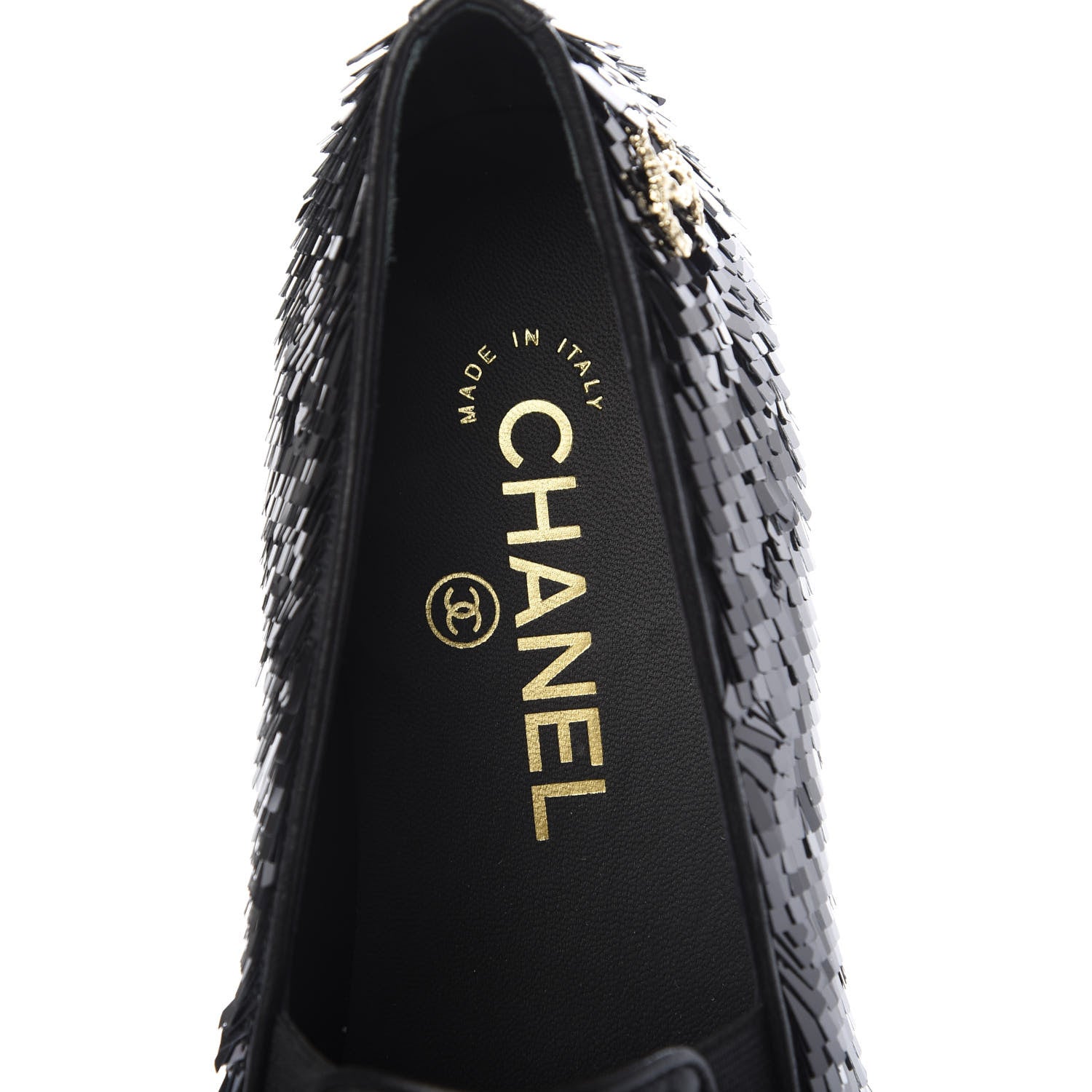 Chanel Sequin CC Loafers 37 Black 6 of 8