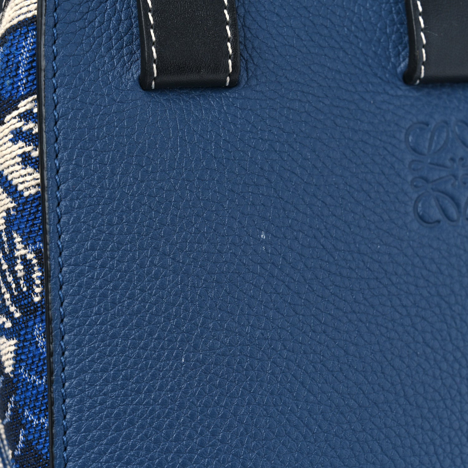 Loewe Calfskin Canvas Embroidered Small Hammock Shoulder Bag Blue 12 of 13