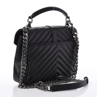 Saint Laurent Sheepskin Matelasse Chevron Monogram Medium College Bag Black 3 of 6