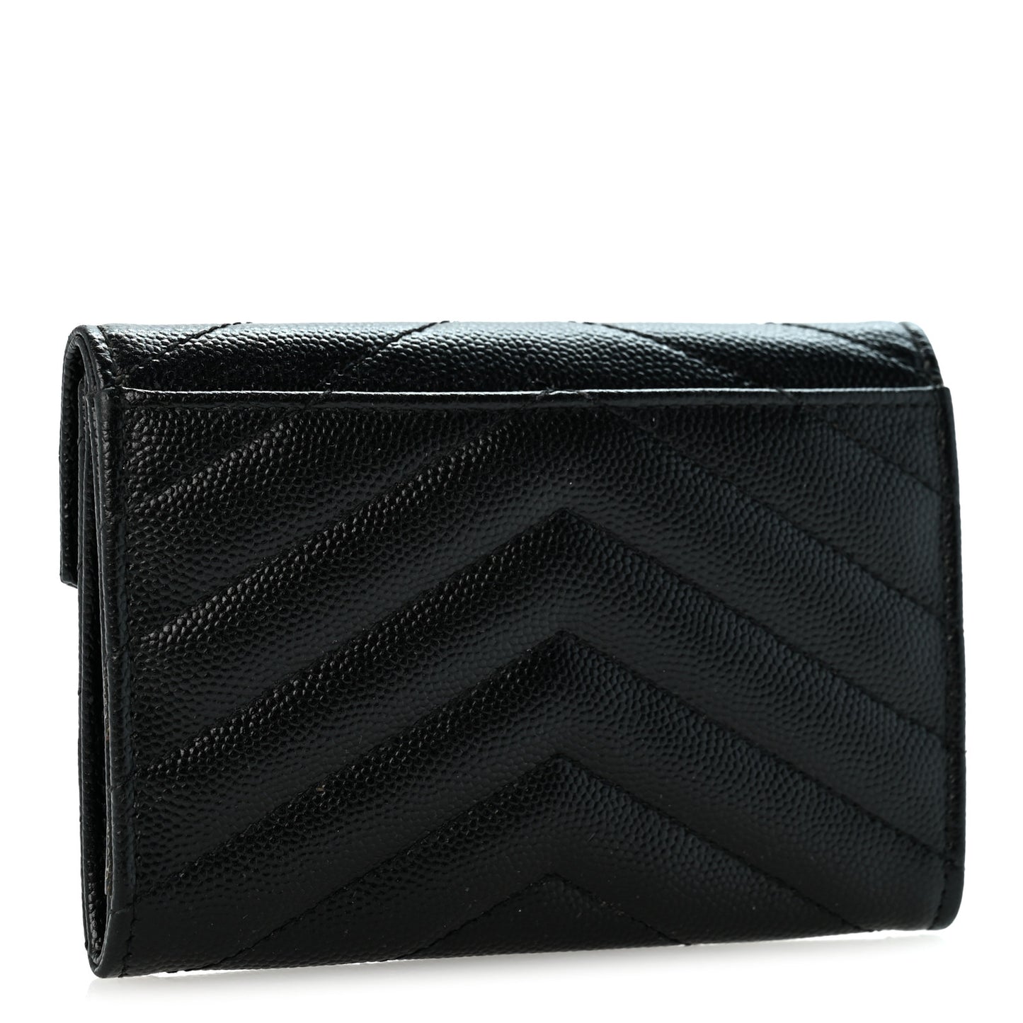 Grain De Poudre Matelasse Chevron Small Monogram Envelope Wallet Black