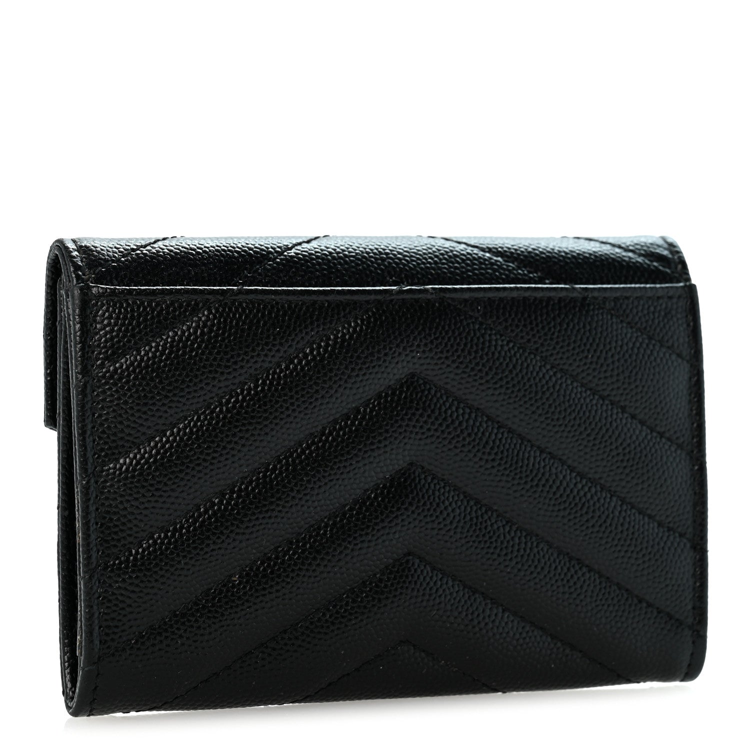 Saint Laurent Grain De Poudre Matelasse Chevron Small Monogram Envelope Wallet Black 3 of 11
