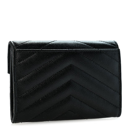 Saint Laurent Grain De Poudre Matelasse Chevron Small Monogram Envelope Wallet Black 3 of 11