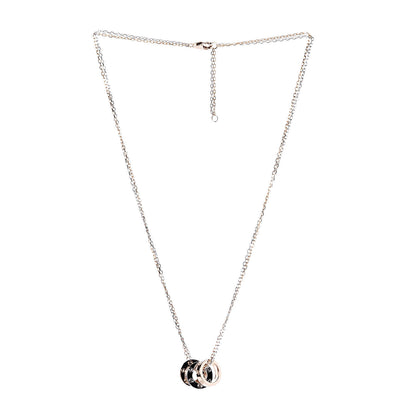 Cartier 18K White Pink Gold Diamond Three Ring LOVE Pendant Necklace 3 of 6