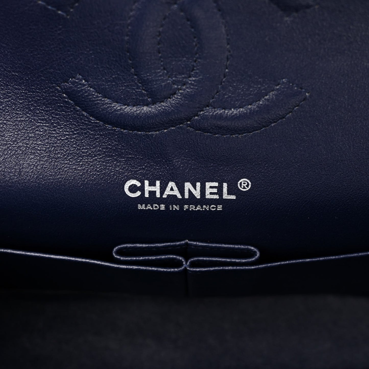Caviar Quilted Medium Double Flap Navy