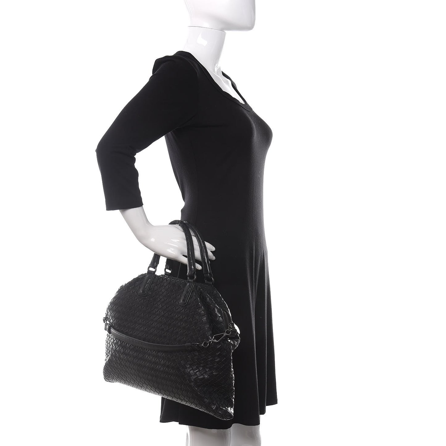 Nappa Intrecciato Medium Convertible Tote Black