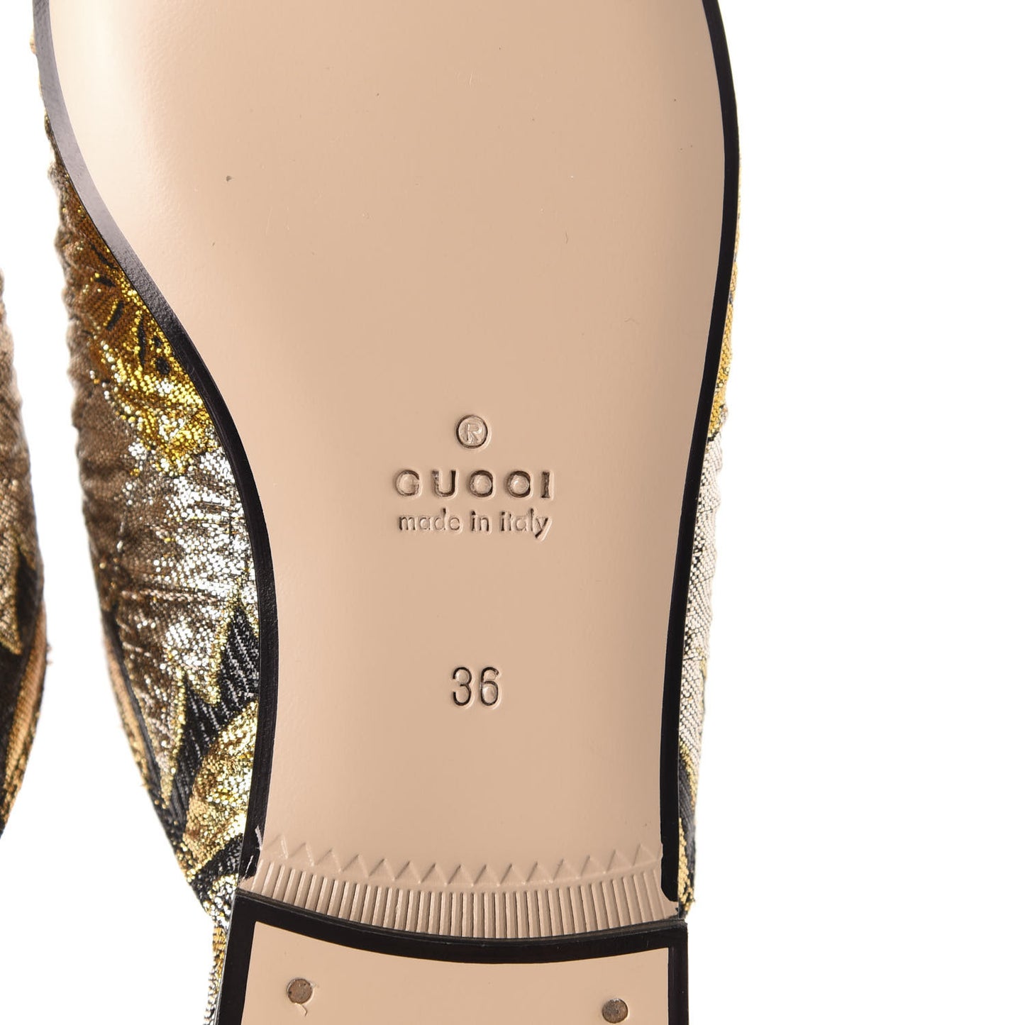 Jacquard Floral Womens Princetown Slippers 36 Oro Black
