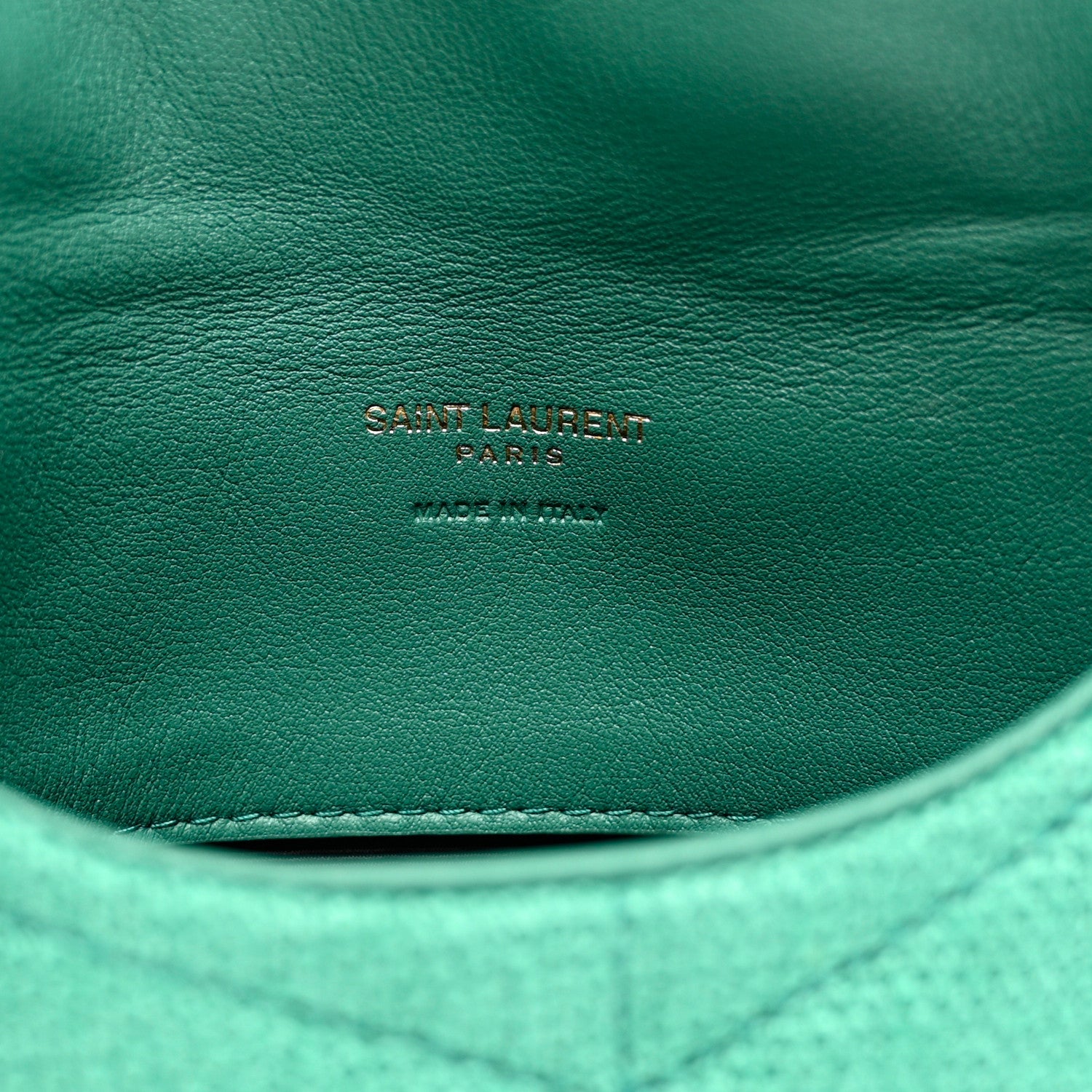 Saint Laurent Canvas Quilted Loulou Puffer Monogram Pouch Clutch Green 7 of 9