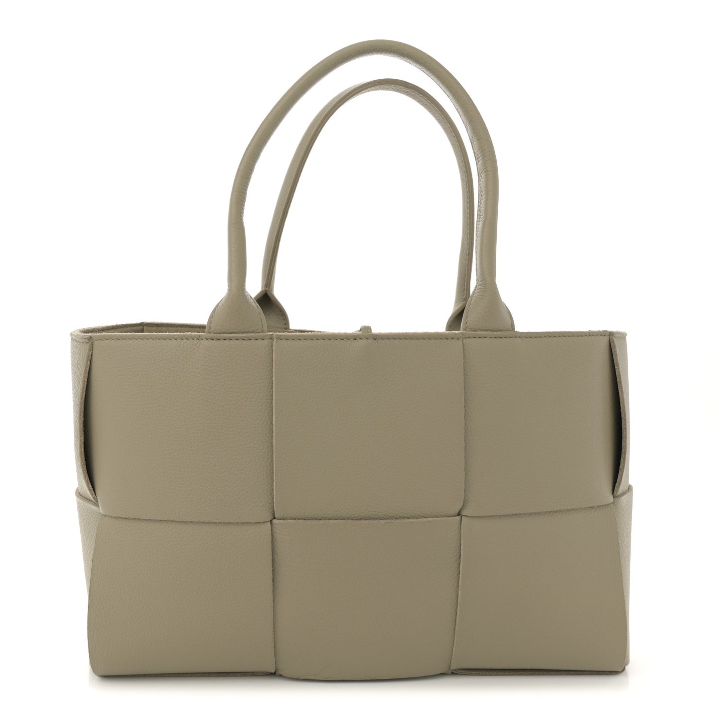 Grained Calfskin Intrecciato Small Arco Tote Taupe