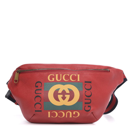 Gucci Grained Calfskin Logo Belt Bag Hibiscus Red 1 of 10