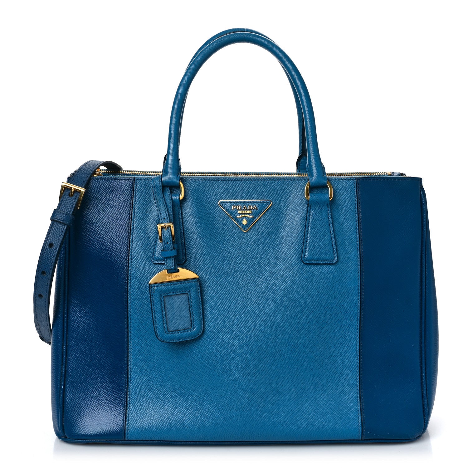 Prada Saffiano Lux Colorblock Medium Galleria Double Zip Tote Bluette Cobalto 1 of 9