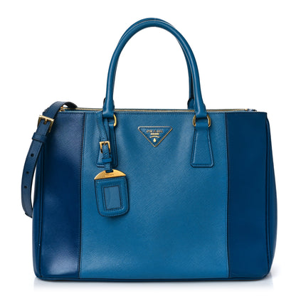 Prada Saffiano Lux Colorblock Medium Galleria Double Zip Tote Bluette Cobalto 1 of 9