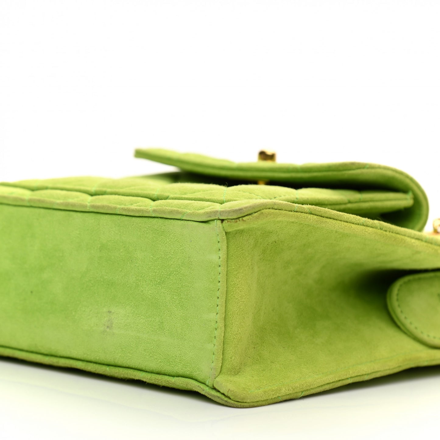 Suede Quilted CC Mini Shoulder Bag Green