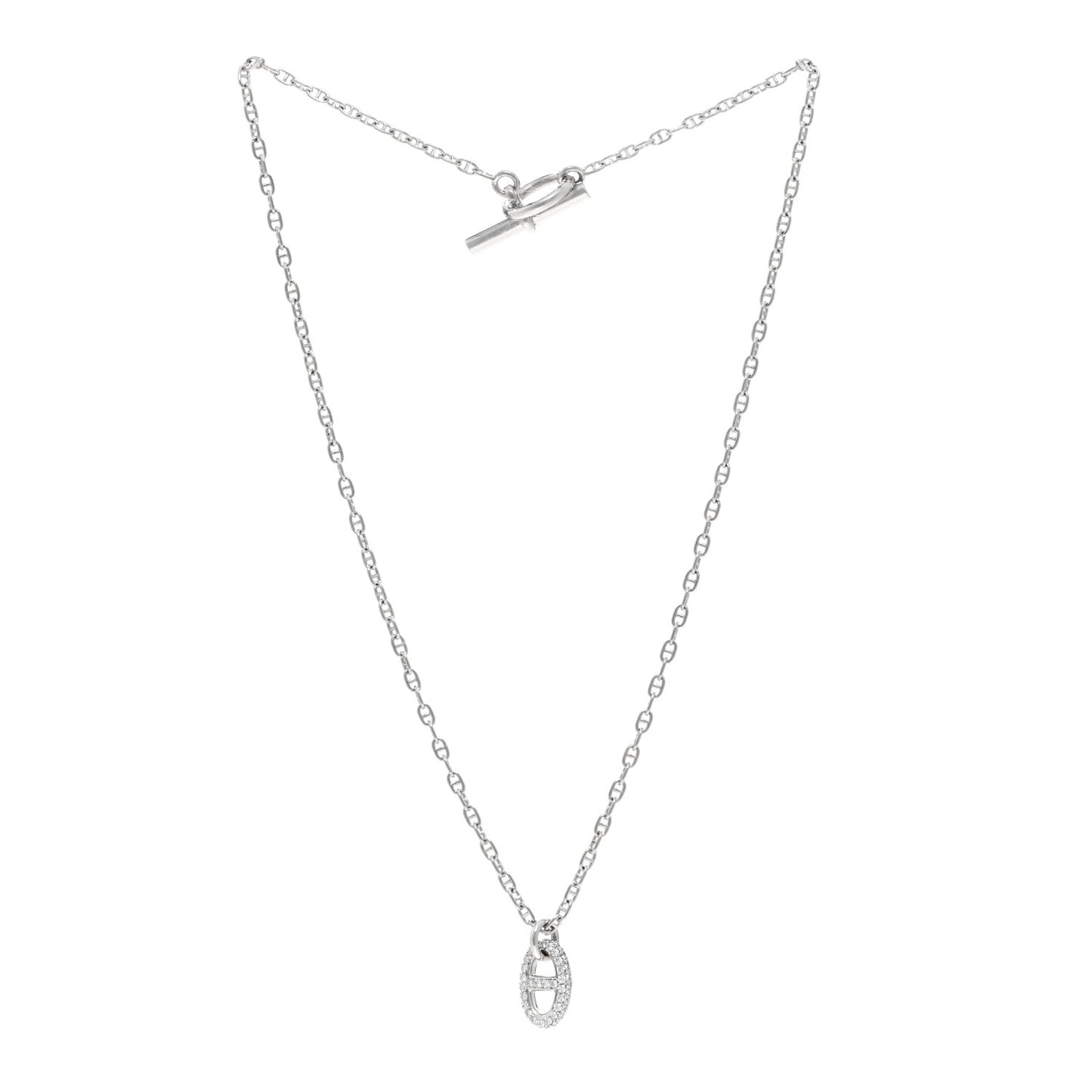 18K White Gold Diamond New Farandole Pendant Necklace ST