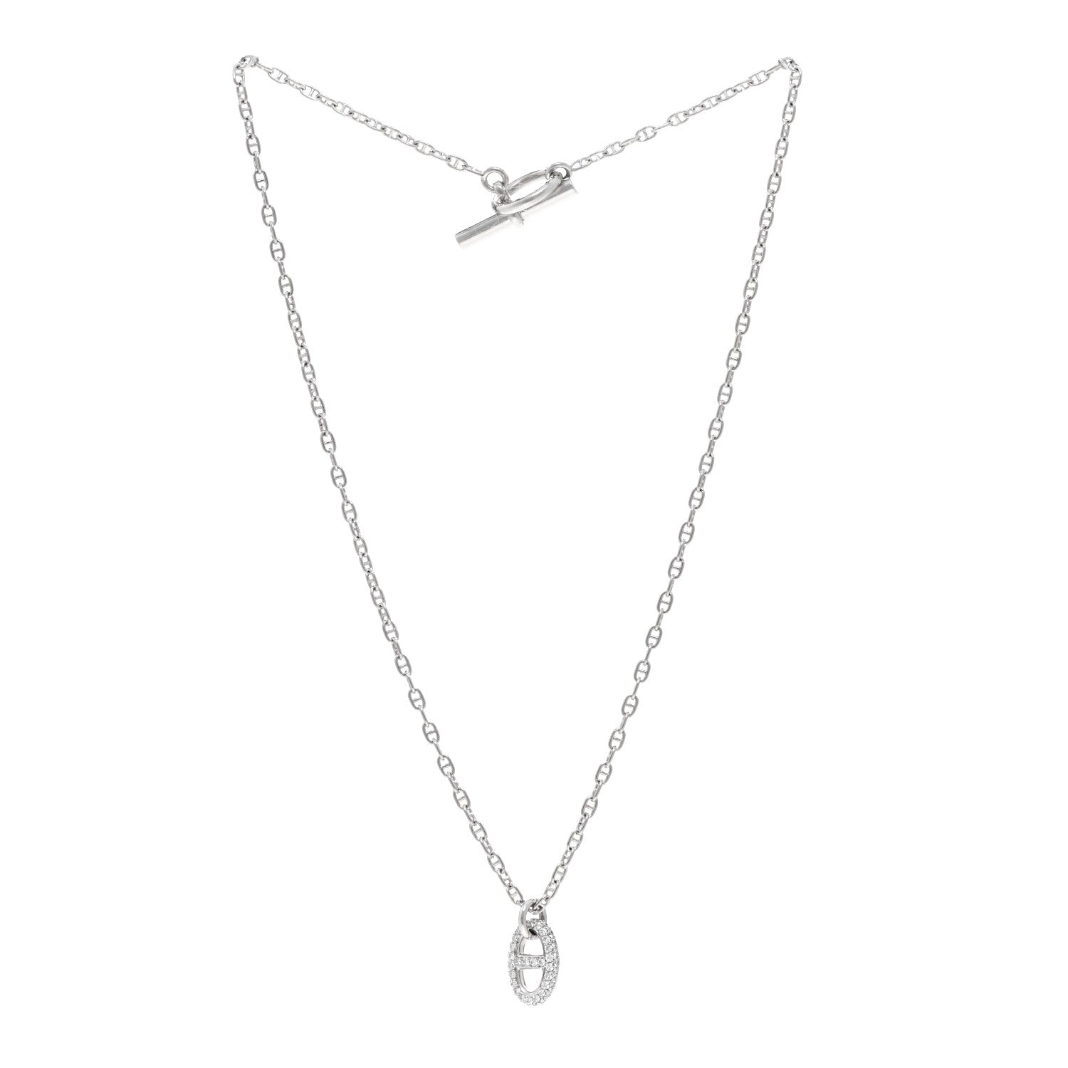 Hermes 18K White Gold Diamond New Farandole Pendant Necklace ST 3 of 6