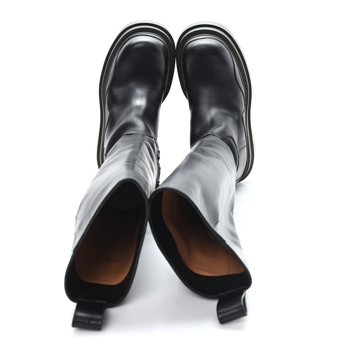 Calfskin The Tire High Boots 36 Black Camping