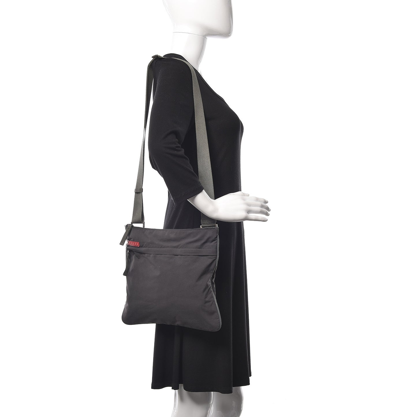 Tessuto Nylon Flat Messenger Bag Grey