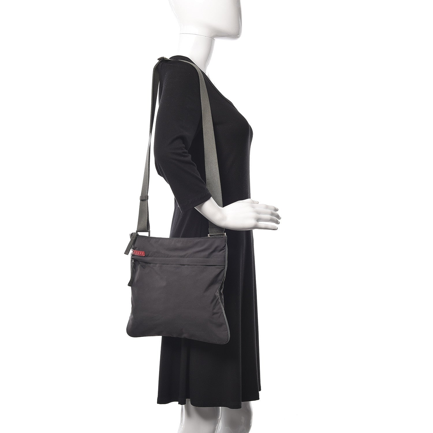 Prada Tessuto Nylon Flat Messenger Bag Grey 3 of 11