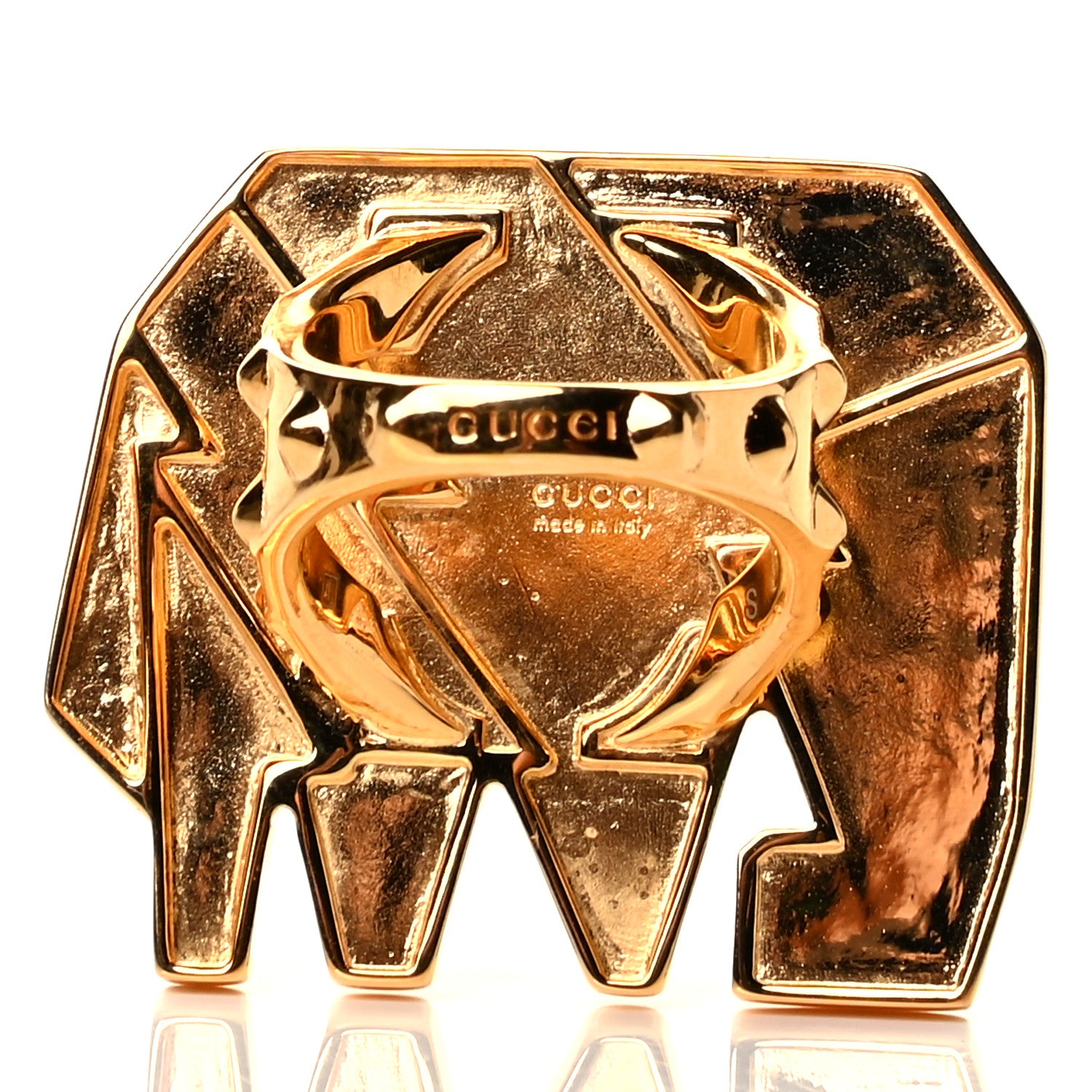 Gucci Metal Crystal Elephant Ring 67 12 Gold Multicolor 2 of 3
