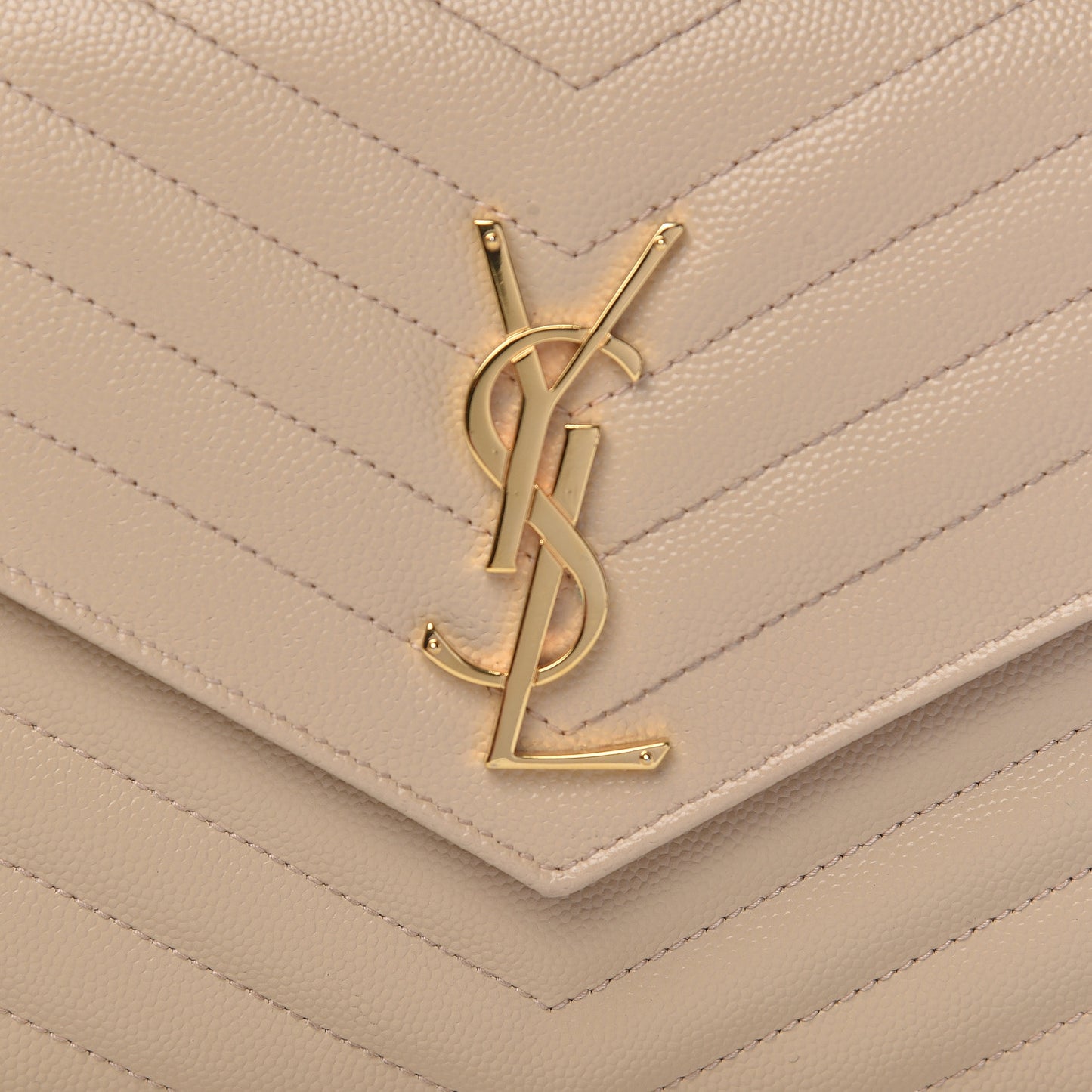 Grain De Poudre Matelasse Chevron Monogram Chain Wallet Nude Powder
