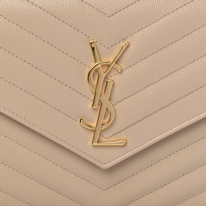 Saint Laurent Grain De Poudre Matelasse Chevron Monogram Chain Wallet Nude Powder 8 of 11