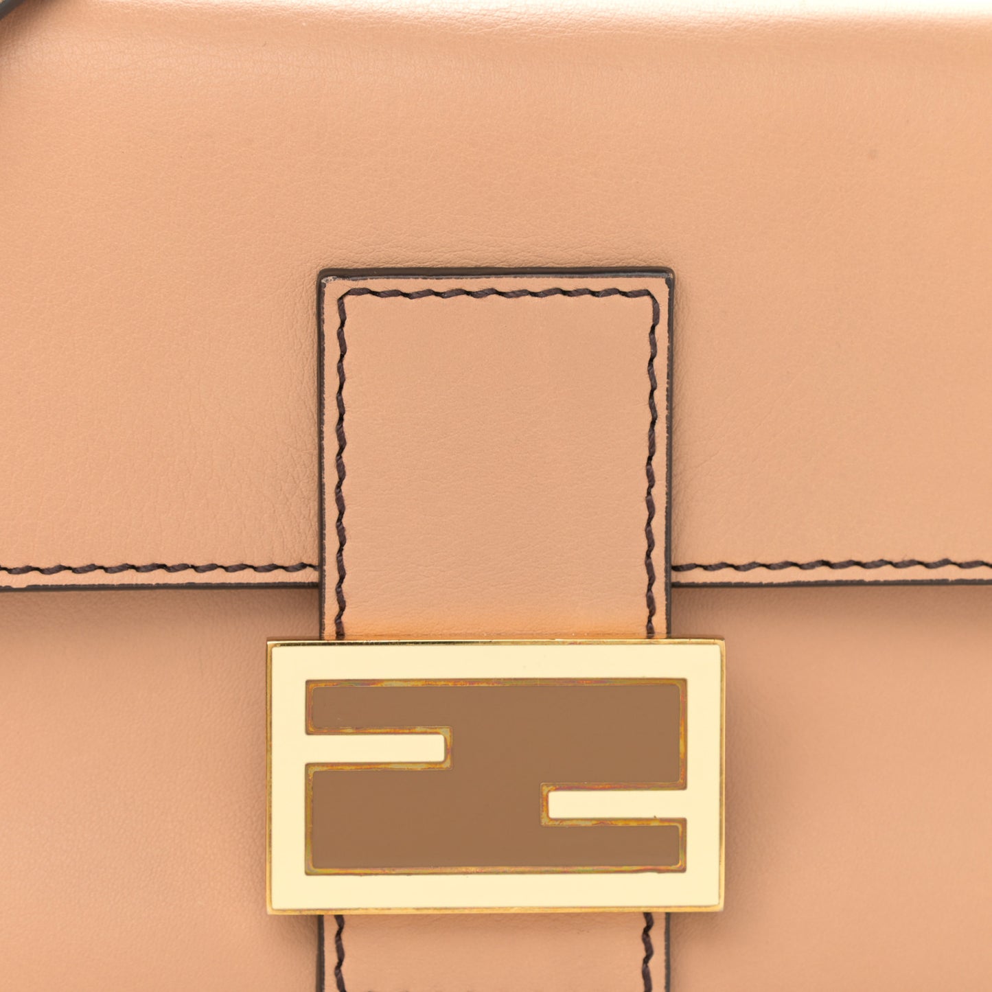 Vitello Flamingo Enamel Interchangeable Strap Baguette Beige