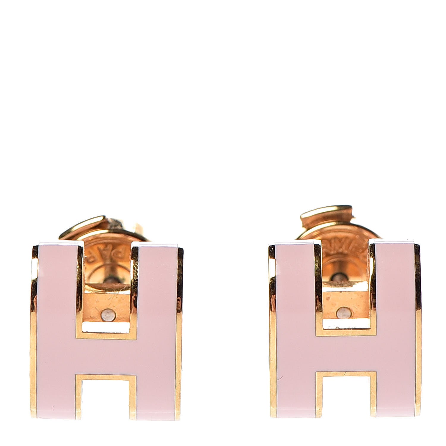 Hermes Gold Lacquered Pop H Earrings Rose Dragee 1 of 5
