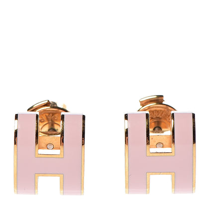 Hermes Gold Lacquered Pop H Earrings Rose Dragee 1 of 5