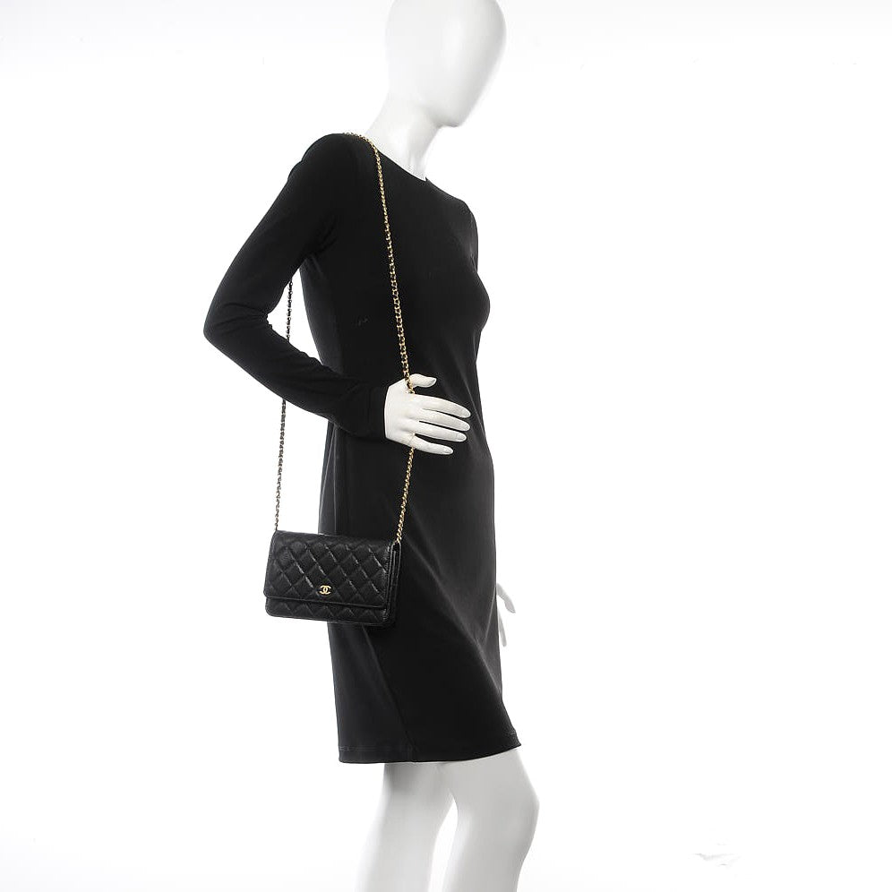 Caviar Quilted Wallet On Chain WOC Black