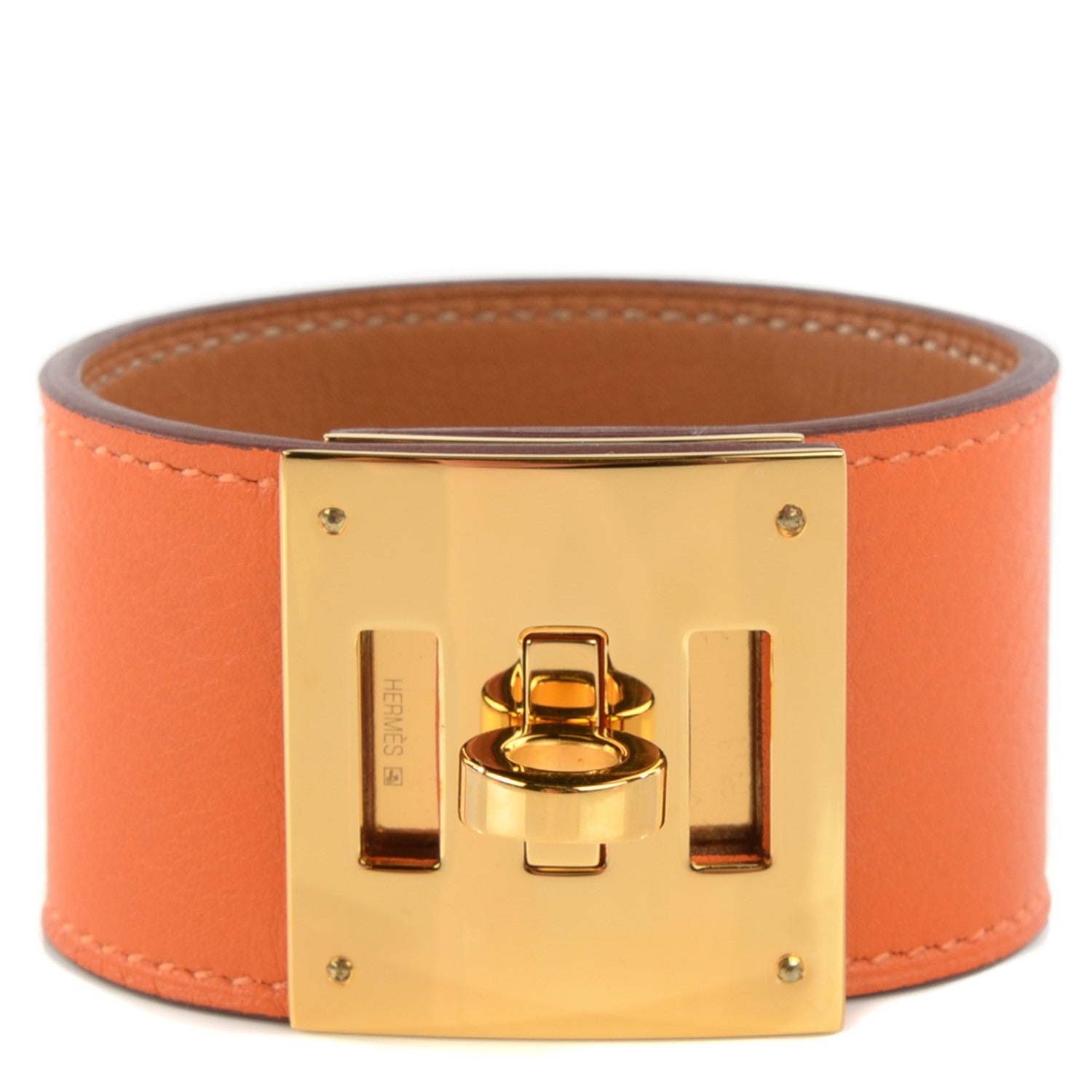 Hermes Chamonix Kelly Dog Bracelet Cuff Orange 1 of 7