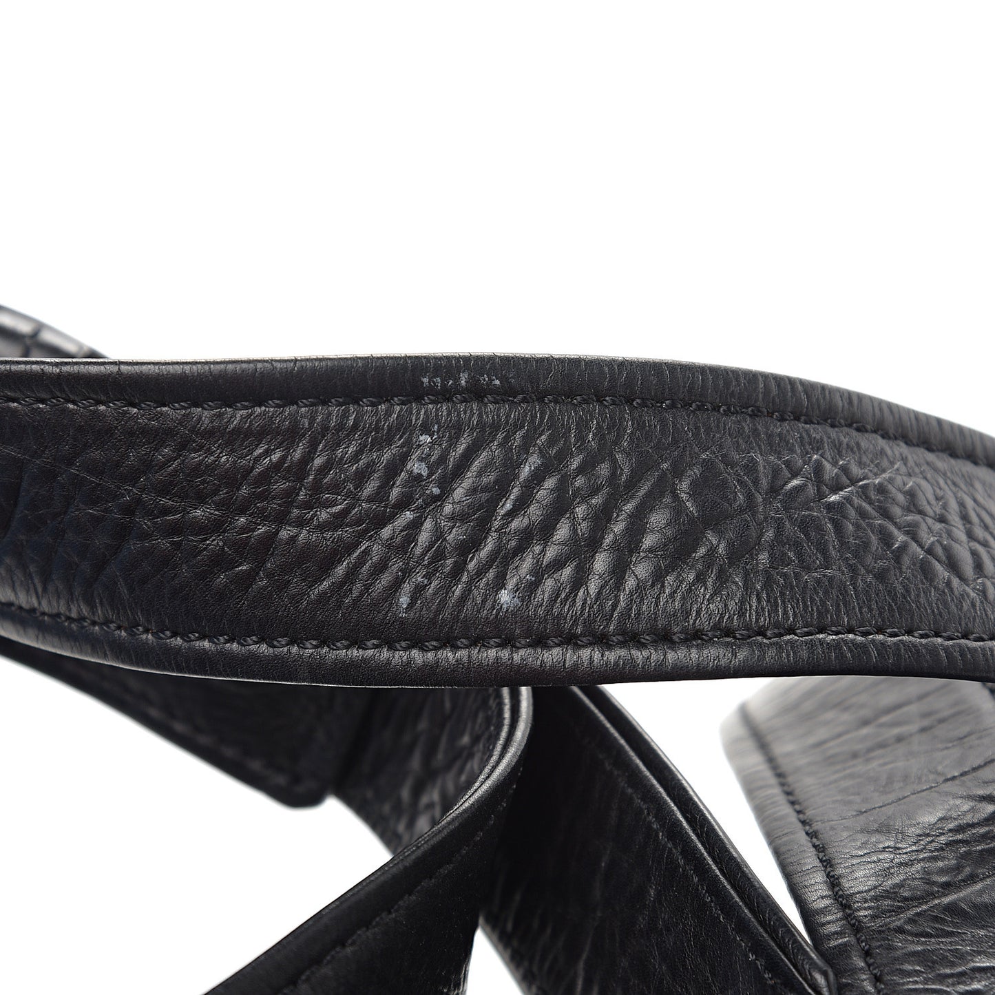 Distressed Lambskin Messenger Flap Bag Black