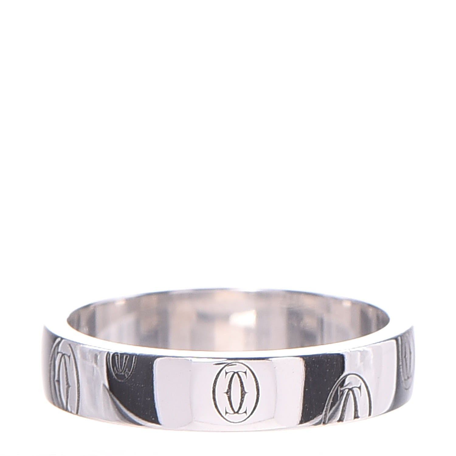 Cartier 18K White Gold 4mm Happy Birthday Band Ring 51 5.75 1 of 4