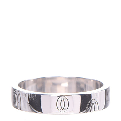 Cartier 18K White Gold 4mm Happy Birthday Band Ring 51 5.75 1 of 4