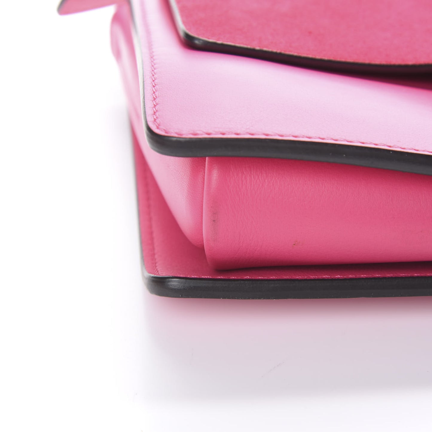 Suede Calfskin Small Faye Shoulder Bag Fuchsia Rose