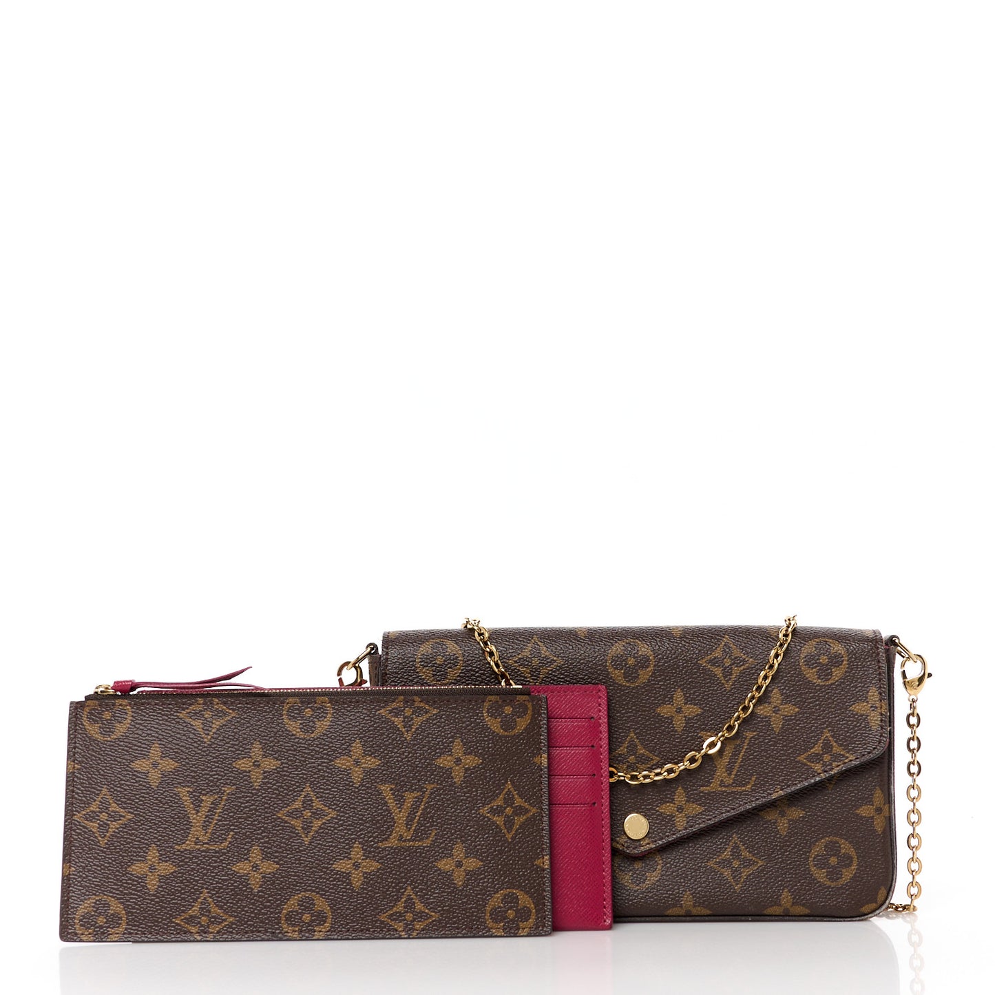 Monogram Pochette Felicie Chain Wallet Fuchsia