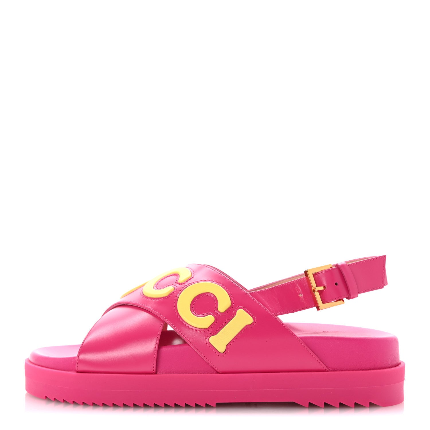 Gucci Calfskin Elizabeth Nappa Charlotte Logo Slingback Sandals 36 Fancy Fuchsia 1 of 10