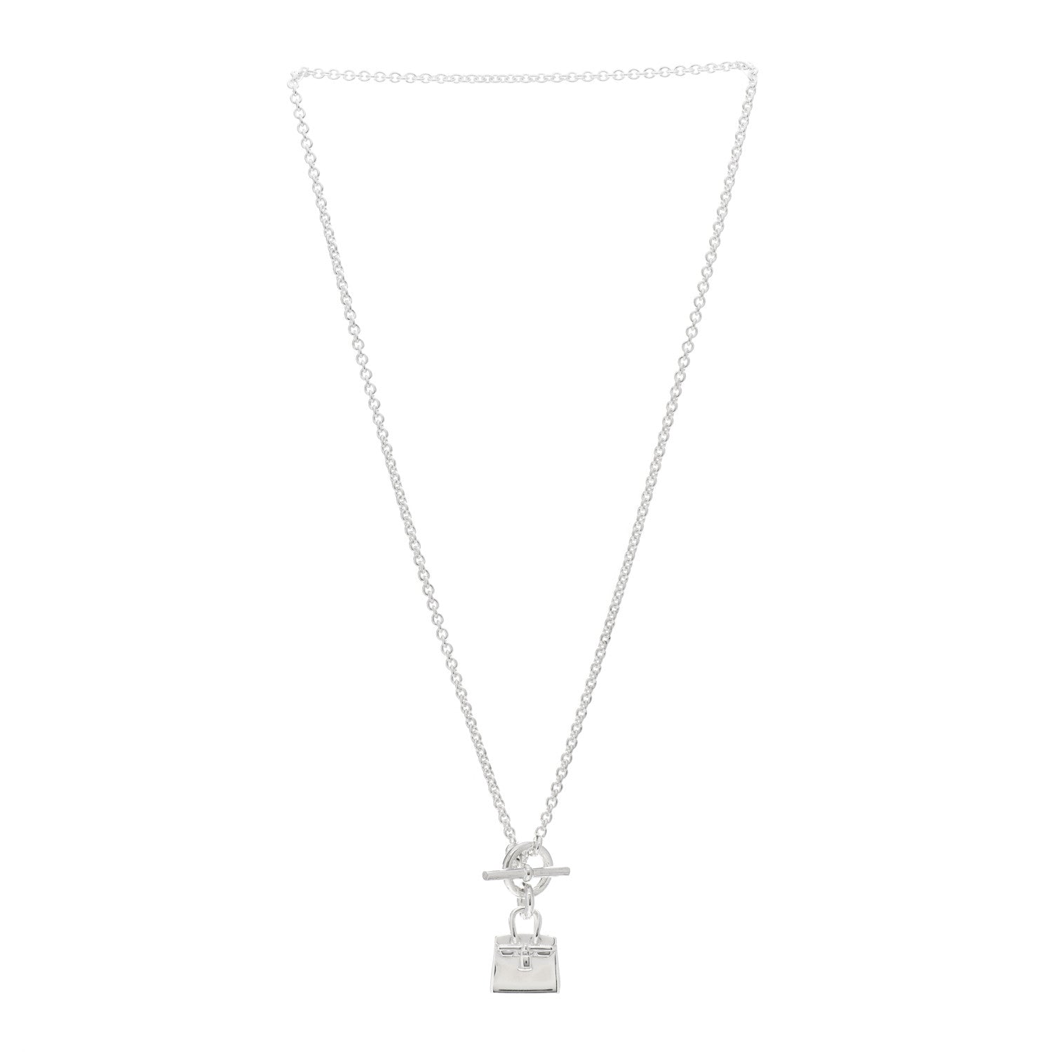 Hermes Sterling Silver Birkin Amulette Pendant Necklace 3 of 5