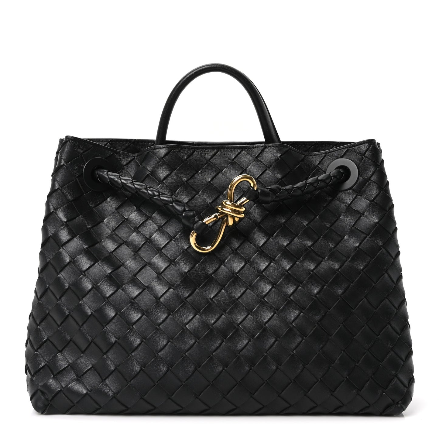 Nappa Intrecciato Medium Andiamo Shoulder Bag Black