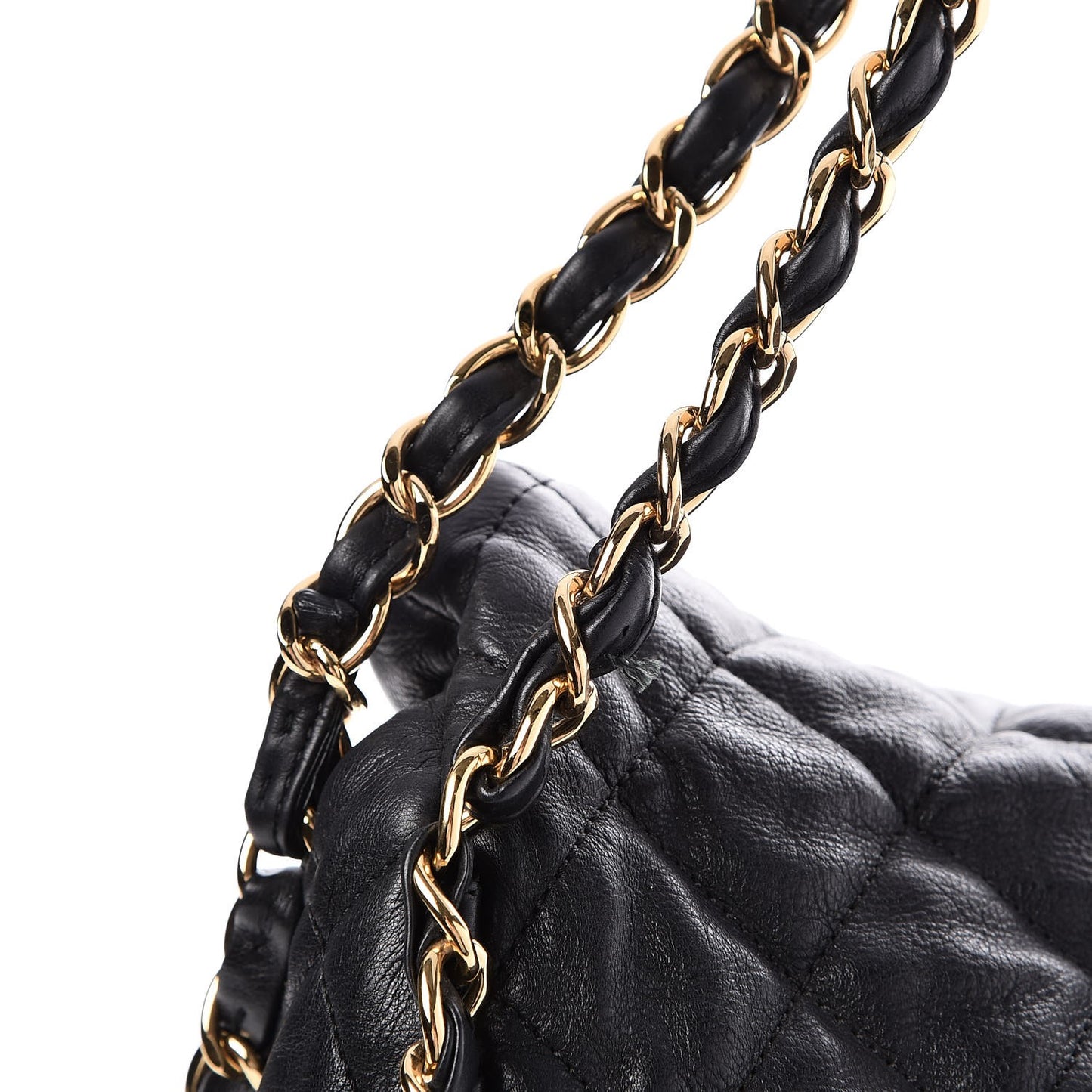 Calfskin Quilted Large Chain Me Hobo Black