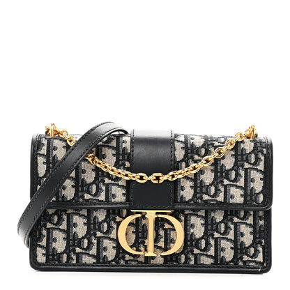 Christian Dior Oblique 30 Montaigne East West Chain Flap Bag Blue 1 of 9
