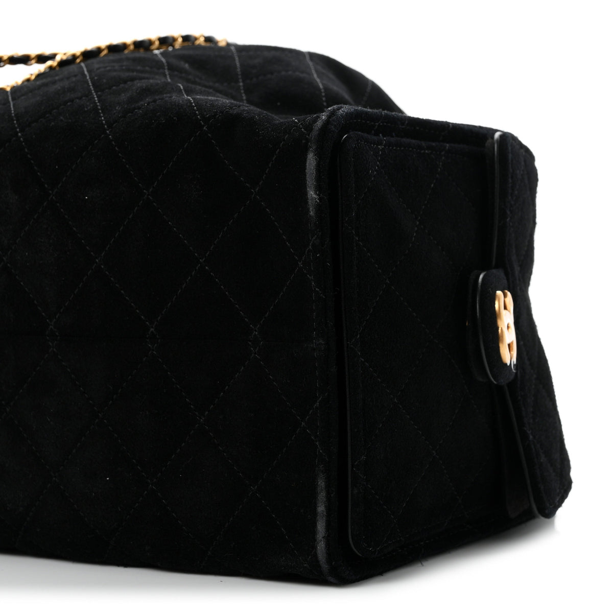 Suede Quilted Medium Chanel 25 Handbag Black