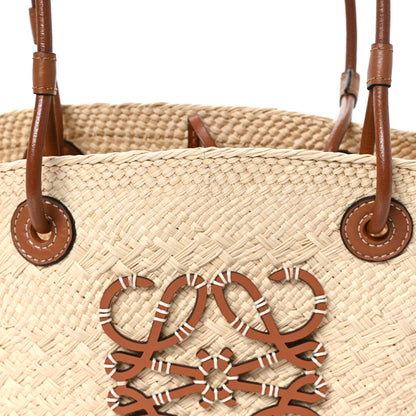 Loewe Calfskin Raffia Paulas Ibiza Small Anagram Basket Tote Bag Natural Tan 8 of 10