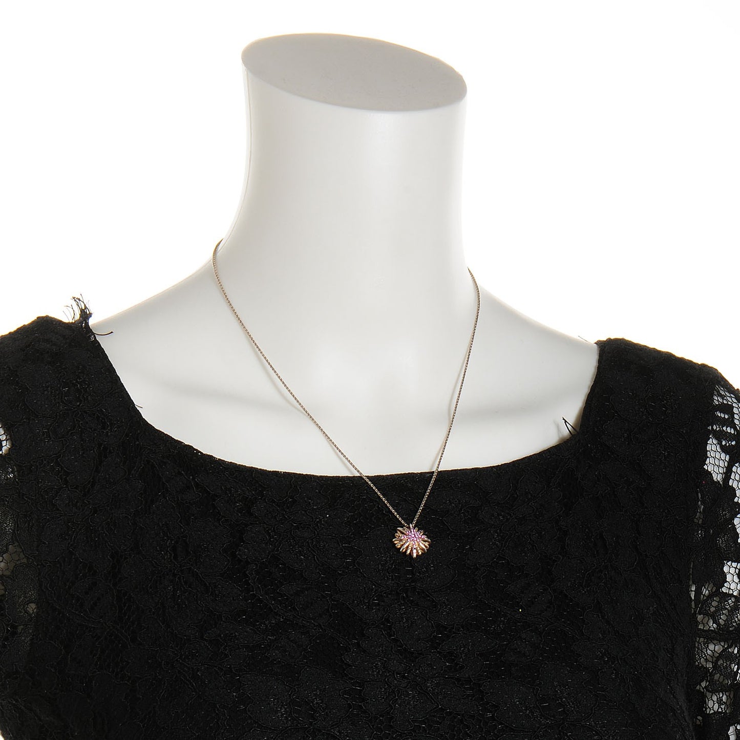 Sterling Silver Pink Sapphire Small Starburst Pendant Necklace