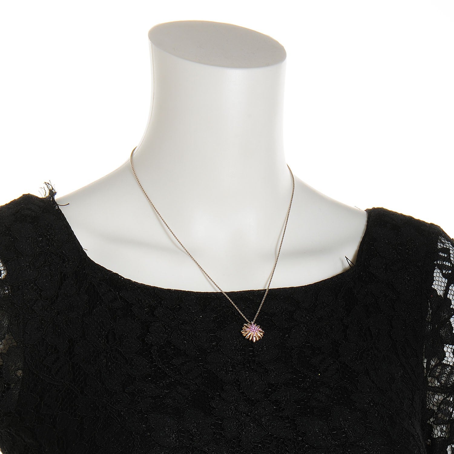 David Yurman Sterling Silver Pink Sapphire Small Starburst Pendant Necklace 2 of 4