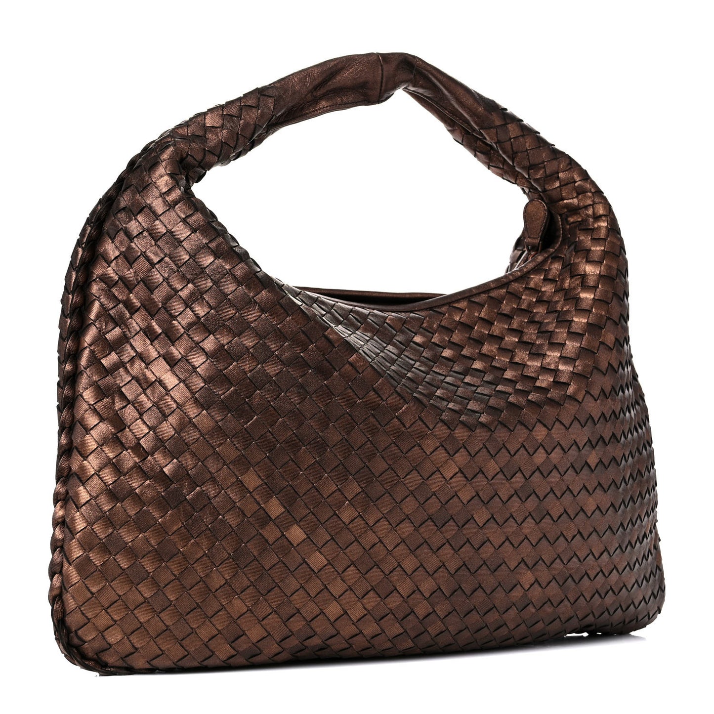 Metallic Nappa Intrecciato Large Veneta Hobo Copper