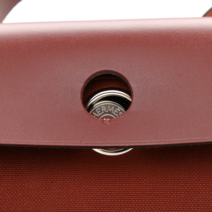 Hermes Military Toile Vache Hunter Herbag Zip Retourne 31 PM Rouge H 12 of 12