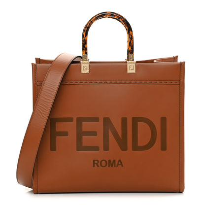 Fendi Vitello King Plexiglass Medium Fendi Sunshine Shopper Tote Cuoio 1 of 12